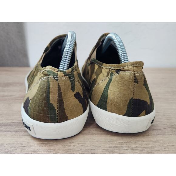 SEAVEES Men 9.5 Green Camo Hawthorne Classic Shoes Slip on Deck Sneakers Casual - Picture 7 of 10